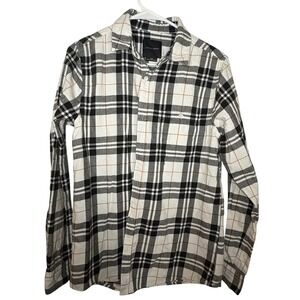 Cotton On Plaid Boyfriend Flannel Shirt Women's Size Small Black/White
